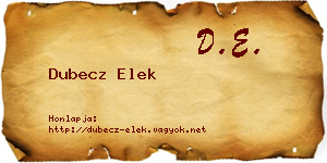 Dubecz Elek névjegykártya