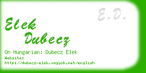 elek dubecz business card